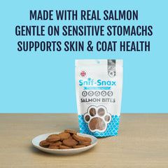 Snif-Snax Salmon Bites are grain-free and easy on digestion.