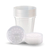 Snout and Shell deli cups with fabric vented lids for secure culture preparation