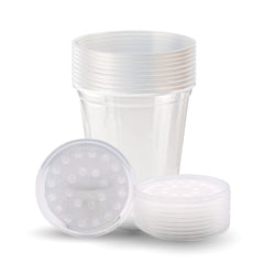 Snout and Shell deli cups with fabric vented lids for secure culture preparation