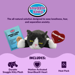 Snuggle Kitty heat-pack inside belly provides gentle warmth for comfort.