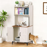 Snughome cat litter box enclosure wooden front view showing concealed litter area