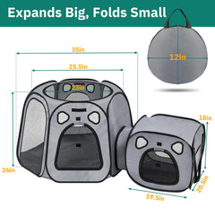Snuvid Cat Playpen litter-area kennel fits a litter box securely