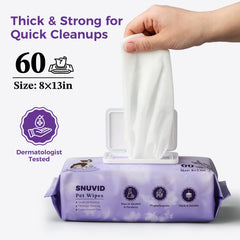 Snuvid dog wipes cross-woven texture close-up indicating durability without tearing