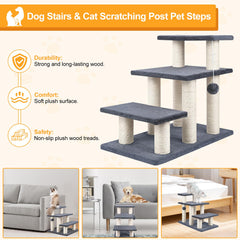 SOCATER 20-inch pet stairs in grey for beds and sofas
