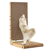 SOCATER Cat Scratcher L-Shape 26.8 inch showing full-body stretch for indoor cats