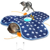 Sofolor interactive cat toy with moving feather under mat for hunting play.
