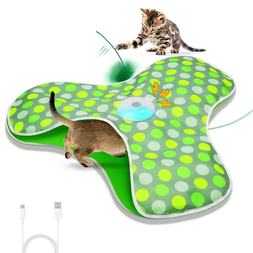 Sofolor interactive cat toy with moving feather for active indoor play.