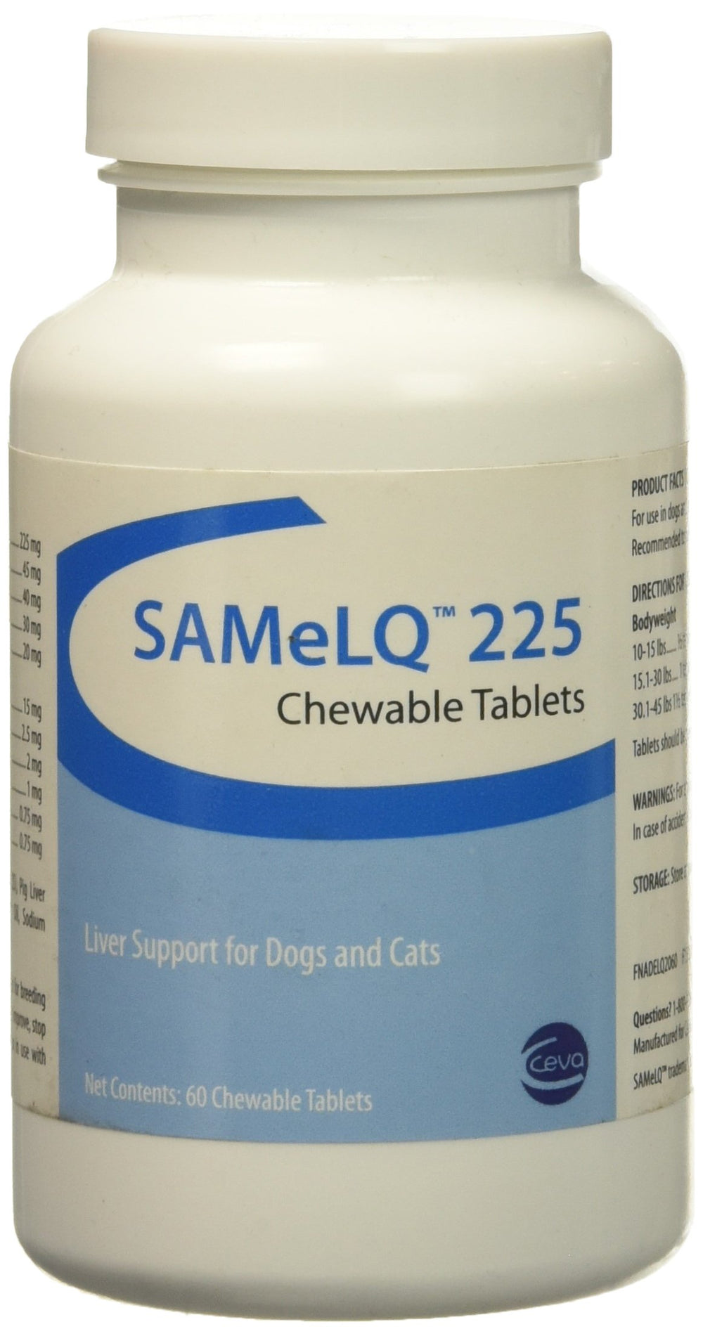 Sogeval SAMe 225 dog bottle for liver support and detoxification