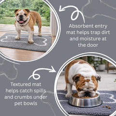 Soggy Doggy Slopmat under bowls keeps floors dry and protected