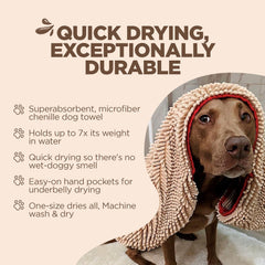Soggy Doggy towel traps dirt and moisture after outdoor adventures.