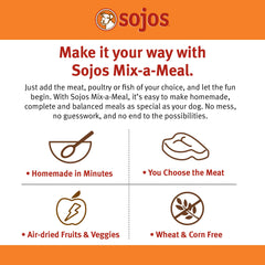 Sojos Mix-A-Meal soaking action rehydrating ingredients