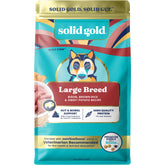 Solid Gold Bison dry dog food large-breed bag highlights premium ingredients for lean muscle support