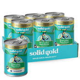 Solid Gold canned dog food with real lamb in smooth pate for senior dogs.