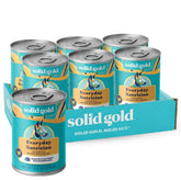 Solid Gold canned dog food with chicken and brown rice supports lean protein for active dogs.