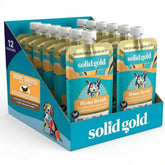 Solid Gold Chicken Bone Broth for Dogs pours over kibble to boost hydration and flavor.