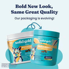 Solid Gold soft chews close-up highlights bacon flavor for easy daily treats.