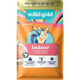 Solid Gold Indoor Salmon bowl showing kibble for balanced indoor meals.