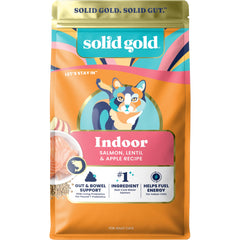 Solid Gold Indoor Salmon bowl showing kibble for balanced indoor meals.