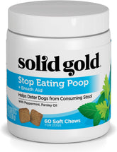 Solid Gold No Poo Chews for Dogs bottle front showing deterrent chew for stool eating