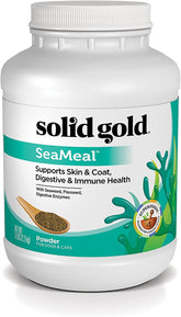 Solid Gold SeaMeal bottle of kelp-based multivitamin for skin and coat support.