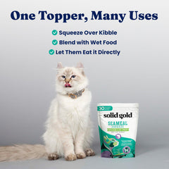 Solid Gold SeaMeal seaweed and flaxseed close-up highlighting gut-supporting ingredients.