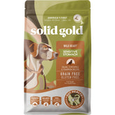 Solid Gold Sensitive Stomach dog food with quail in a bag; gentle digestion potential