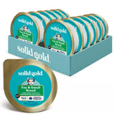 Solid Gold small-breed wet food cups featuring lamb and sweet potato for easy digestion.