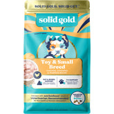 Solid Gold Toy & Small Breed dry dog food with real chicken for lean muscles.