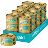 Solid Gold wet cat food shreds in gravy in a bowl highlighting hydration and flavor.