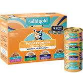 Solid Gold wet cat food variety pack front view, grain-free meals for cats.