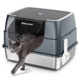 Solpobei enclosed stainless steel litter box with lid provides privacy and odor control.