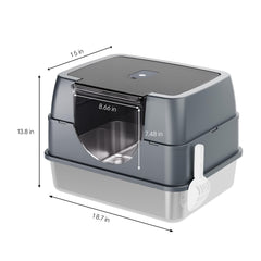 Solpobei litter box with removable door eases entry for timid cats.