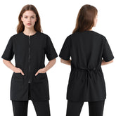 SOMSOC waterproof pet grooming workwear with short sleeves and zipper, keeps you dry during baths.
