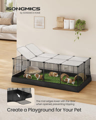 SONGMICS guinea pig cage with waterproof mat to help contain messes.