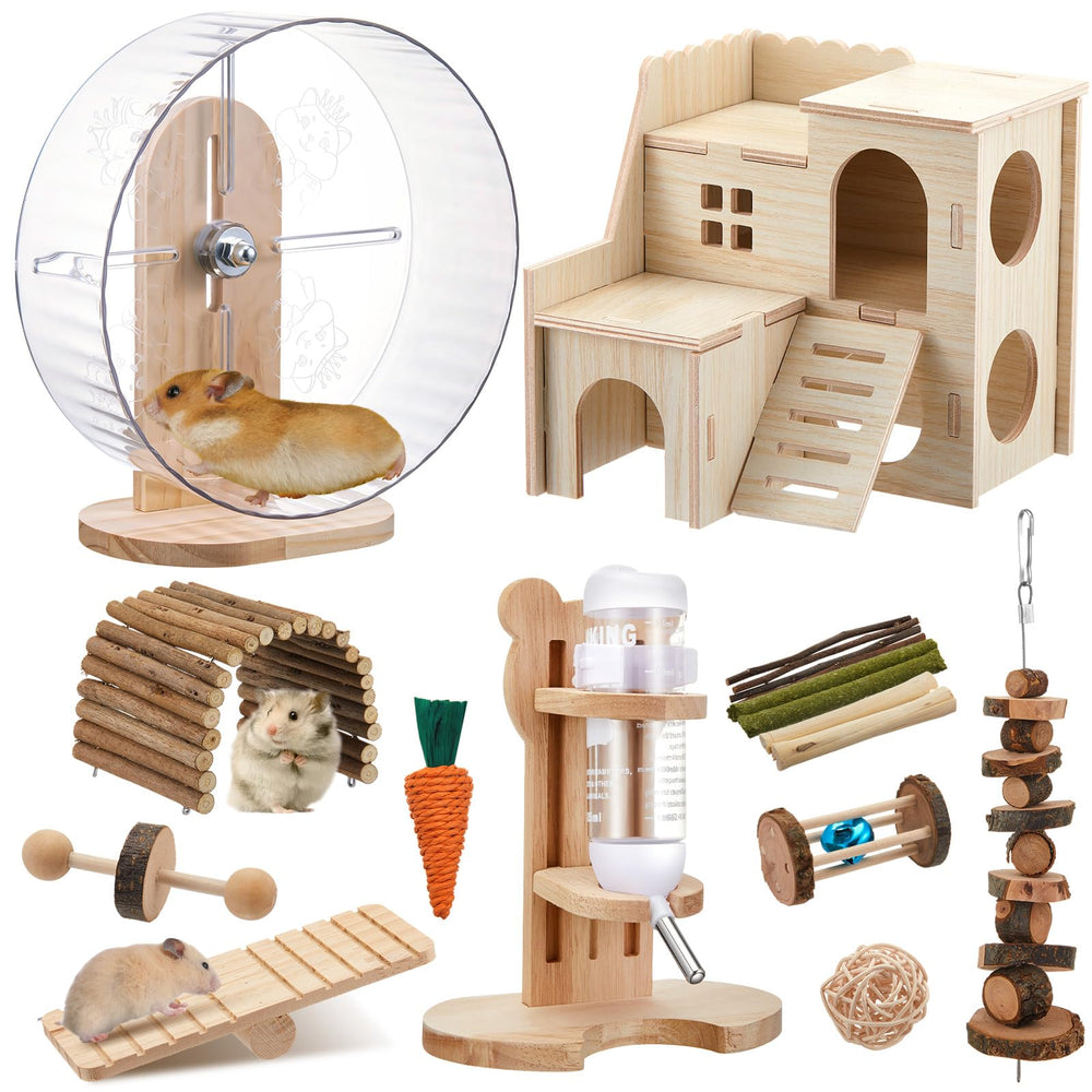 Sonwyoung 18-pcs hamster cage accessories kit for versatile play and care.