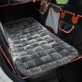 Soulbond backseat pet bed mat in gray plush fabric close-up for comfort