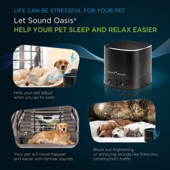 Sound Oasis pet sound machine side view for home or travel use