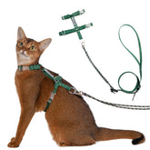 Sovarin cat harness and leash set in green, lightweight for everyday outings.