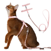 Sovarin pink cat harness front view, lightweight and comfortable for daily walks