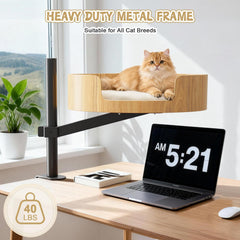 Spacocld Cat Desk Bed wooden platform offers sturdy support for cats during a nap