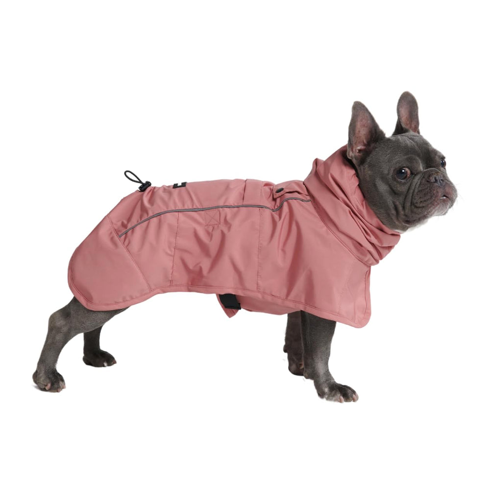 Spark Paws Sea Pink full-coverage dog raincoat keeps your dog dry.