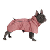 Spark Paws Sea Pink raincoat provides full-body coverage to keep dogs dry.