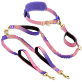 SparklyPets gradient pink dual-leash for walking two dogs in style and control