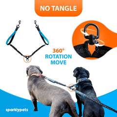 SparklyPets no-tangle swivel keeps leashes untangled during runs.