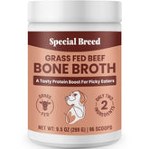 Special Breed bone broth powder in a bowl boosts hydration and meal aroma.