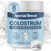Special Breed bovine colostrum powder for dogs – immune support on daily meals.