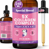 Special Breed collagen for dogs in liquid form, supports joint comfort and easy mixing with meals.