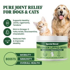 Special Breed joint wellness for pets powder ready to mix into meals.