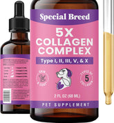 Special Breed dog collagen bottle, easy-to-mix liquid formula for joint support.
