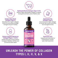 Special Breed dog collagen liquid boosts coat shine and softness.